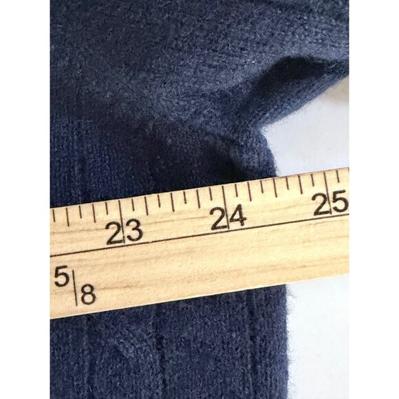 Alan Flusser Wool Blend Cable Knit Sweater Mens XL Navy Blue Preppy - Picture 5 of 7